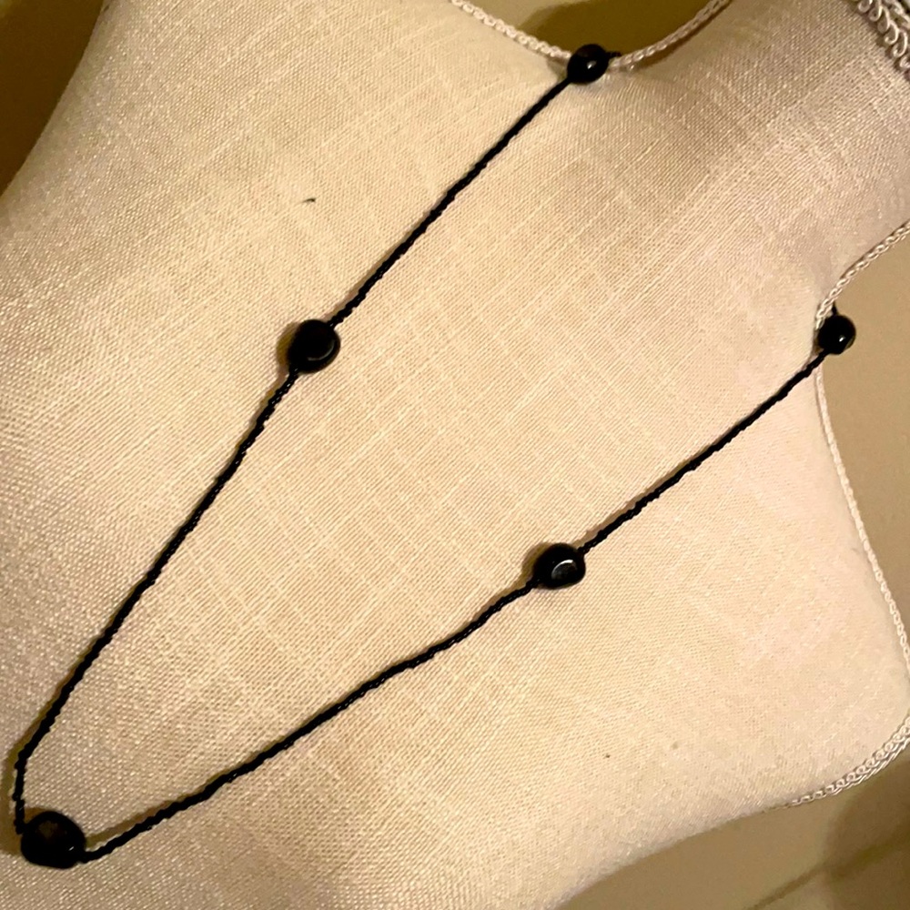 Black Glass Bead Necklace